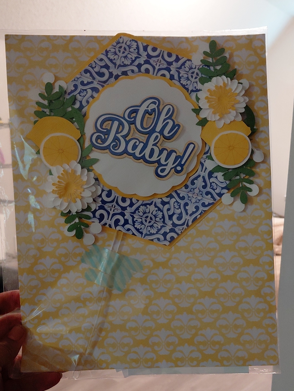 Oh Baby! Blue and Yellow Baby Shower Cake Topper